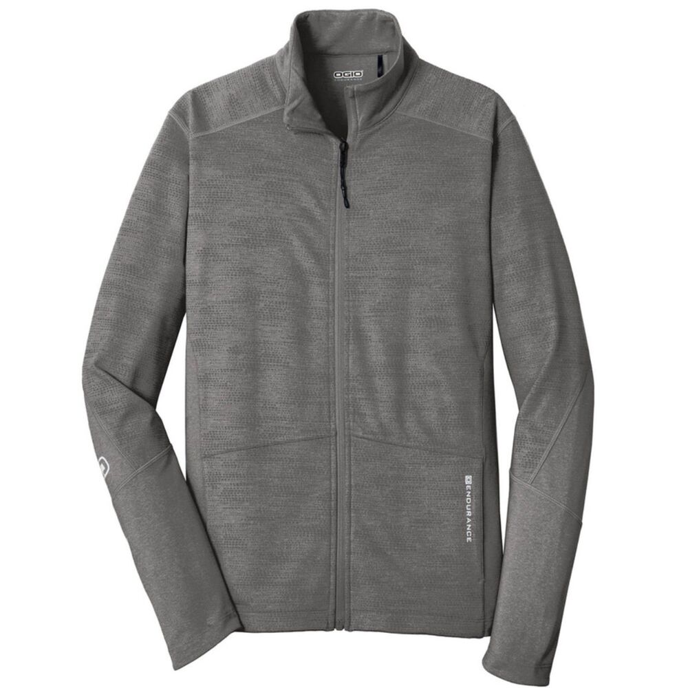 OGIO ENDURANCE Full Zip Grey Heather Sonar Track Jacket SZ S Octane Fitness Logo
